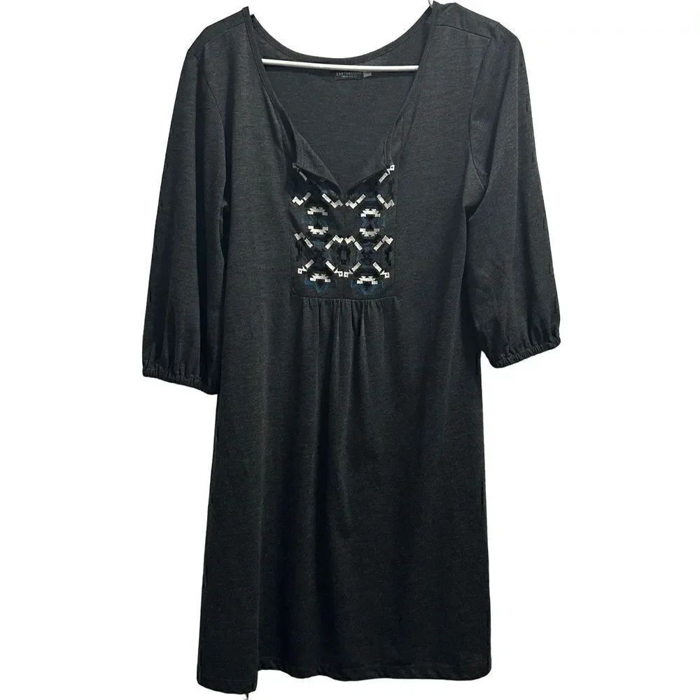 Women's Grey Embellished Short Sleeve Tunic Earthbound Size Extra Large (XL)